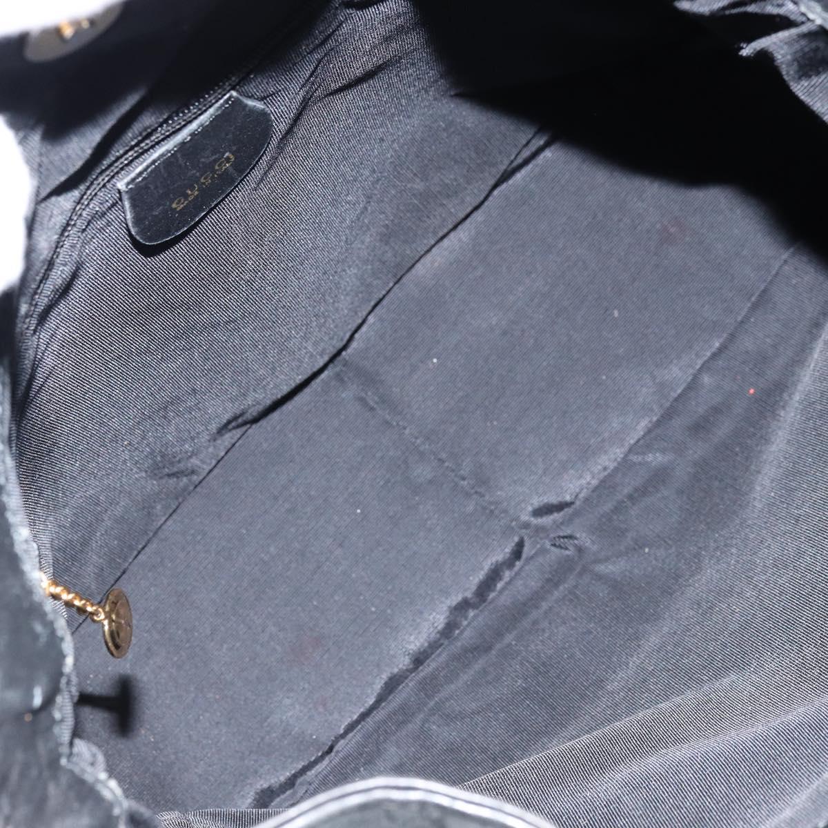 GUCCI Bamboo Hand Bag Leather Black Gold 001 1638 2615 Auth bs33440