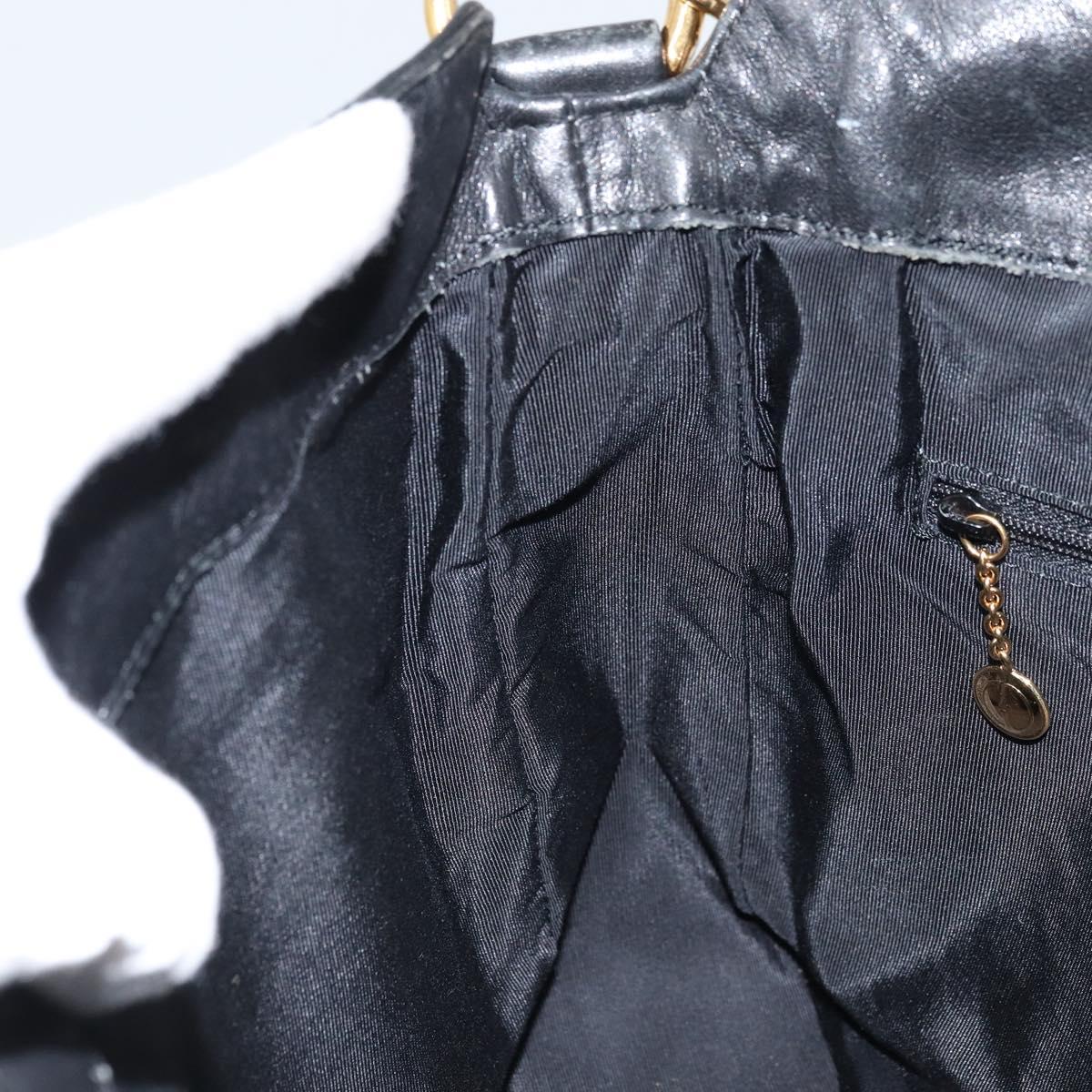 GUCCI Bamboo Hand Bag Leather Black Gold 001 1638 2615 Auth bs33440