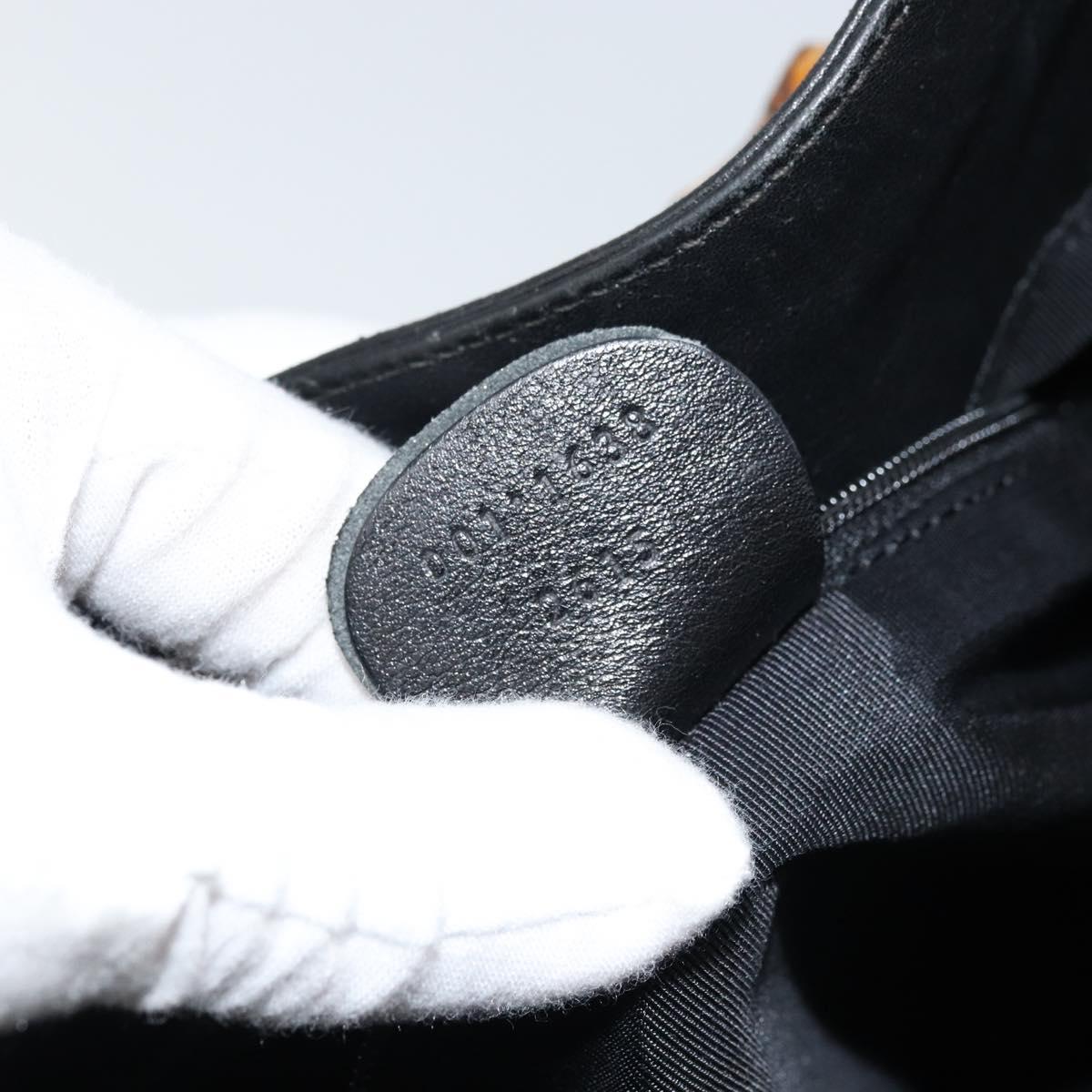 GUCCI Bamboo Hand Bag Leather Black Gold 001 1638 2615 Auth bs33440