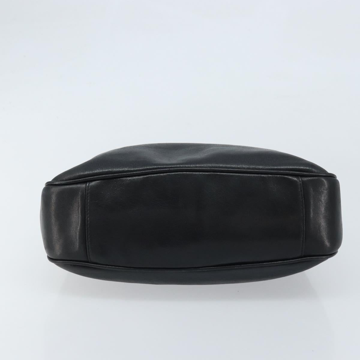 GUCCI Bamboo Hand Bag Leather Black Gold 001 1638 2615 Auth bs33440