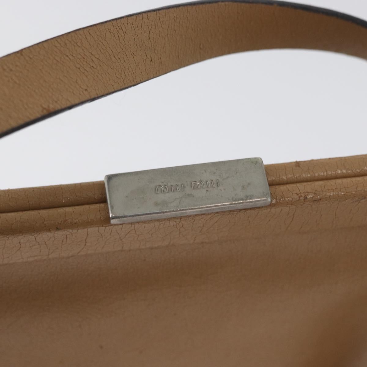 Miu Miu Shoulder Bag Leather Beige Silver Auth bs33441
