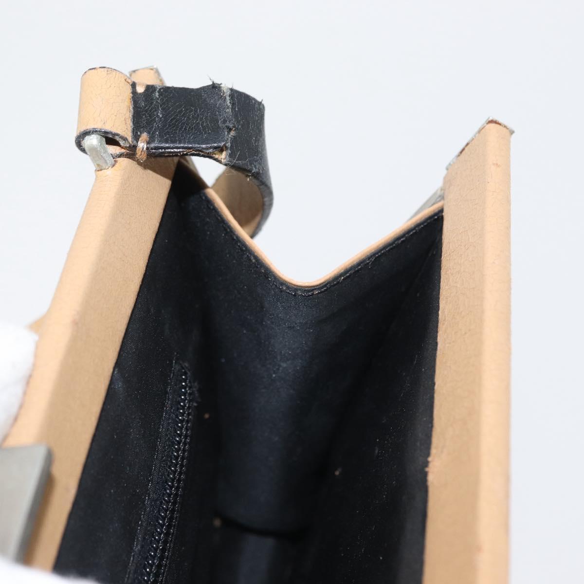 Miu Miu Shoulder Bag Leather Beige Silver Auth bs33441