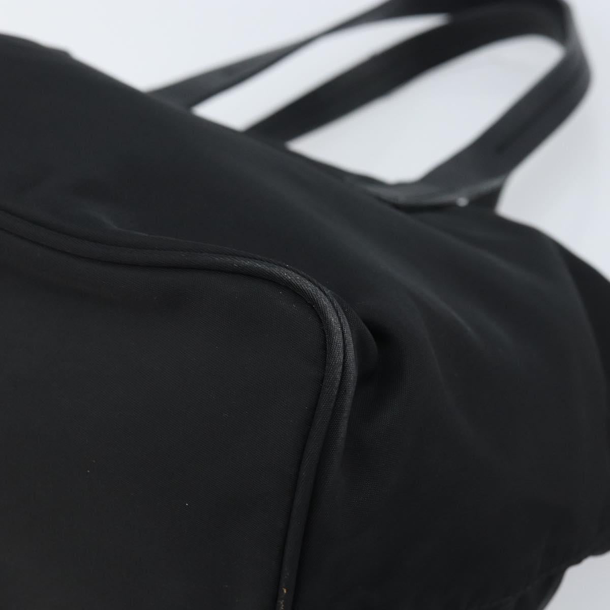 PRADA Hand Bag Nylon Black Silver Auth bs33442