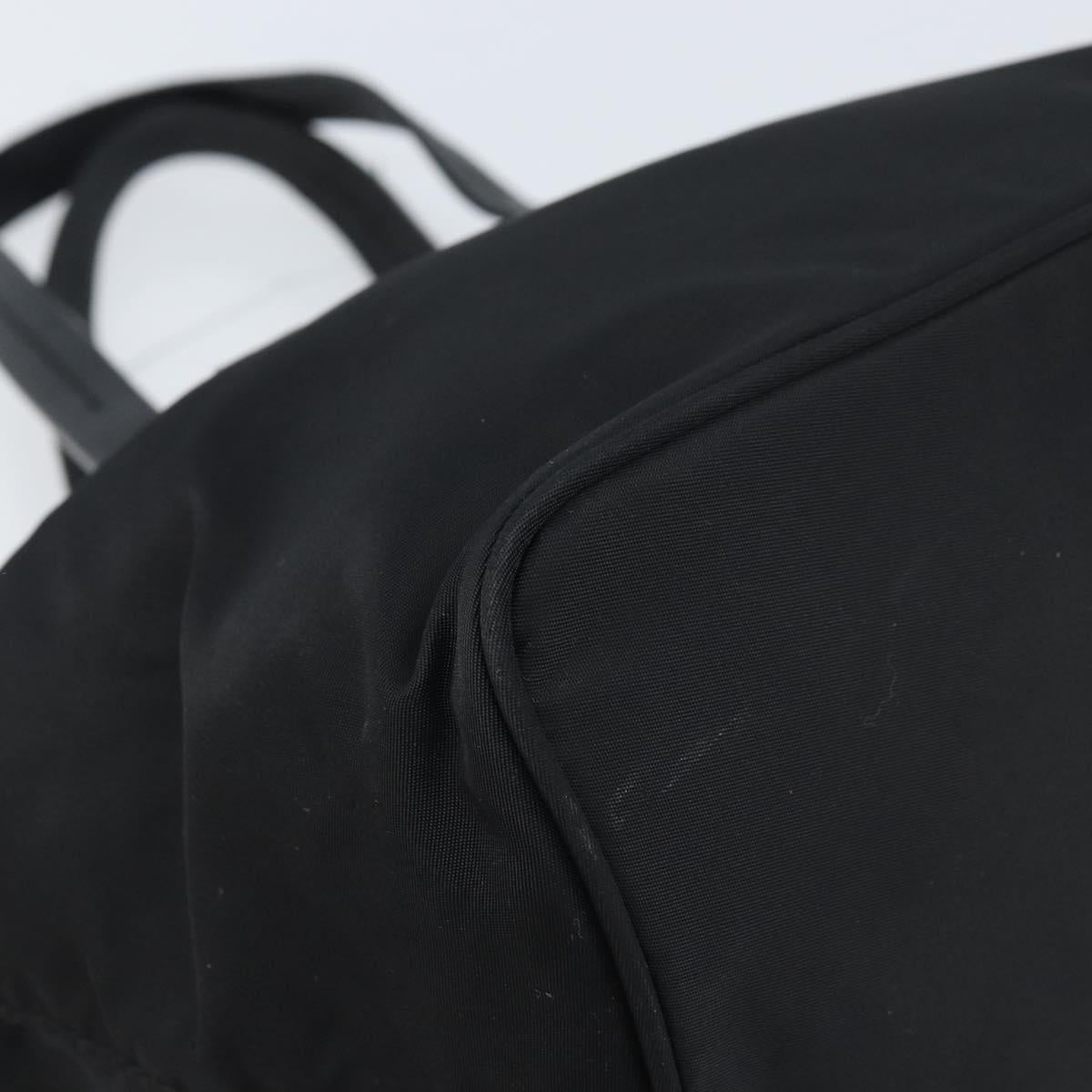 PRADA Hand Bag Nylon Black Silver Auth bs33442