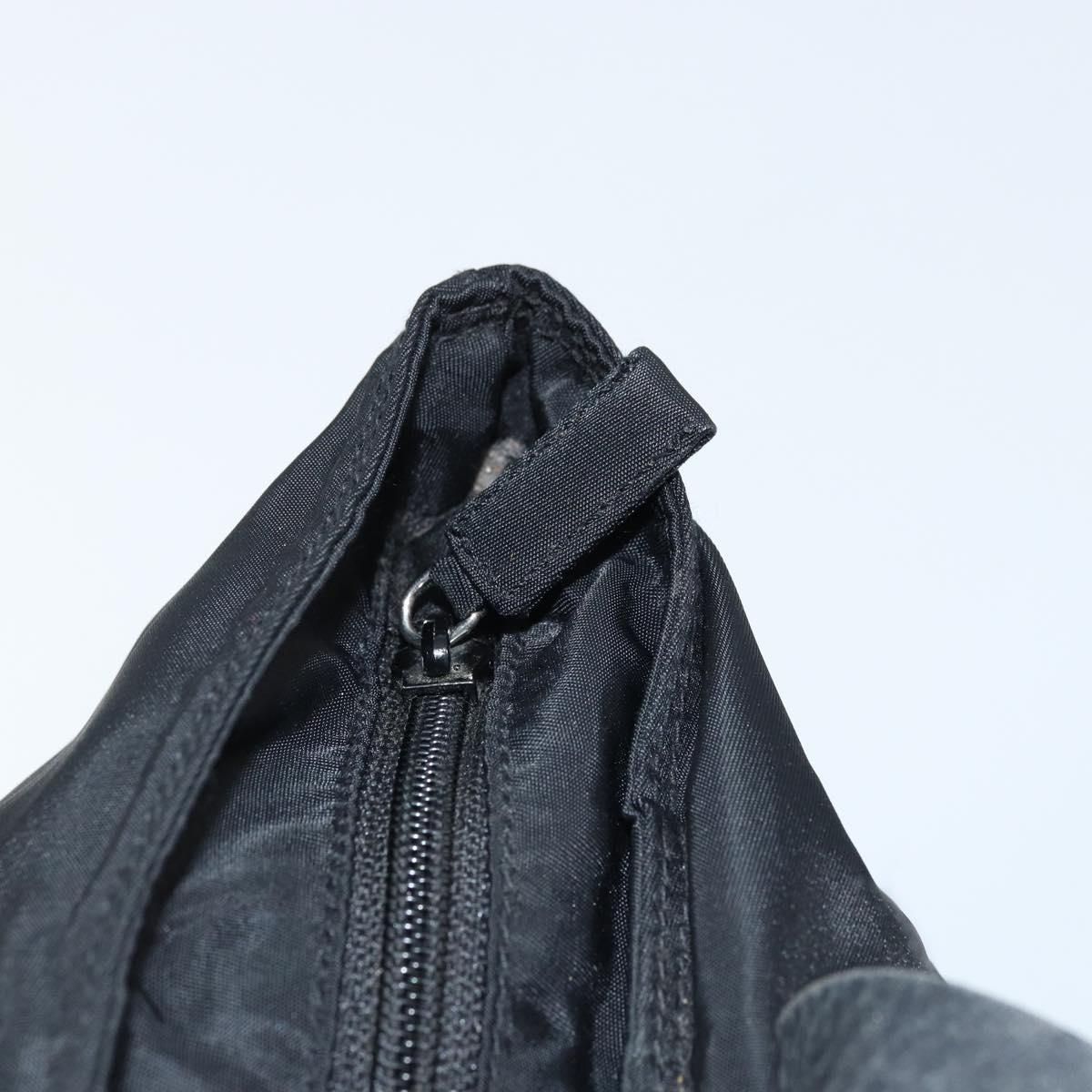PRADA Hand Bag Nylon Black Silver Auth bs33442