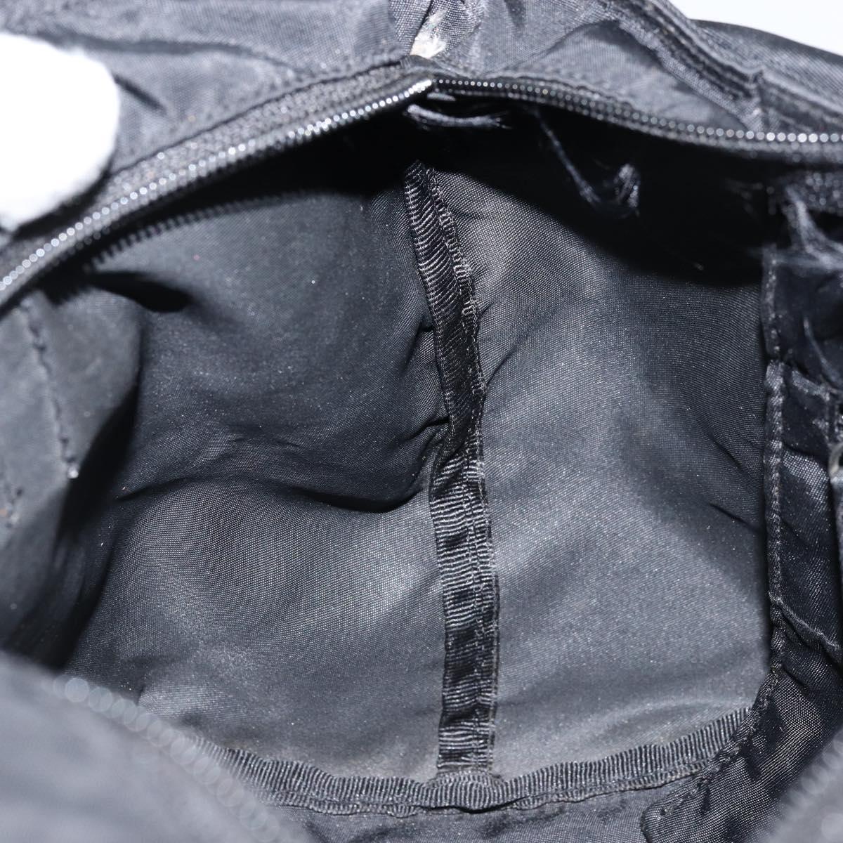 PRADA Hand Bag Nylon Black Silver Auth bs33442