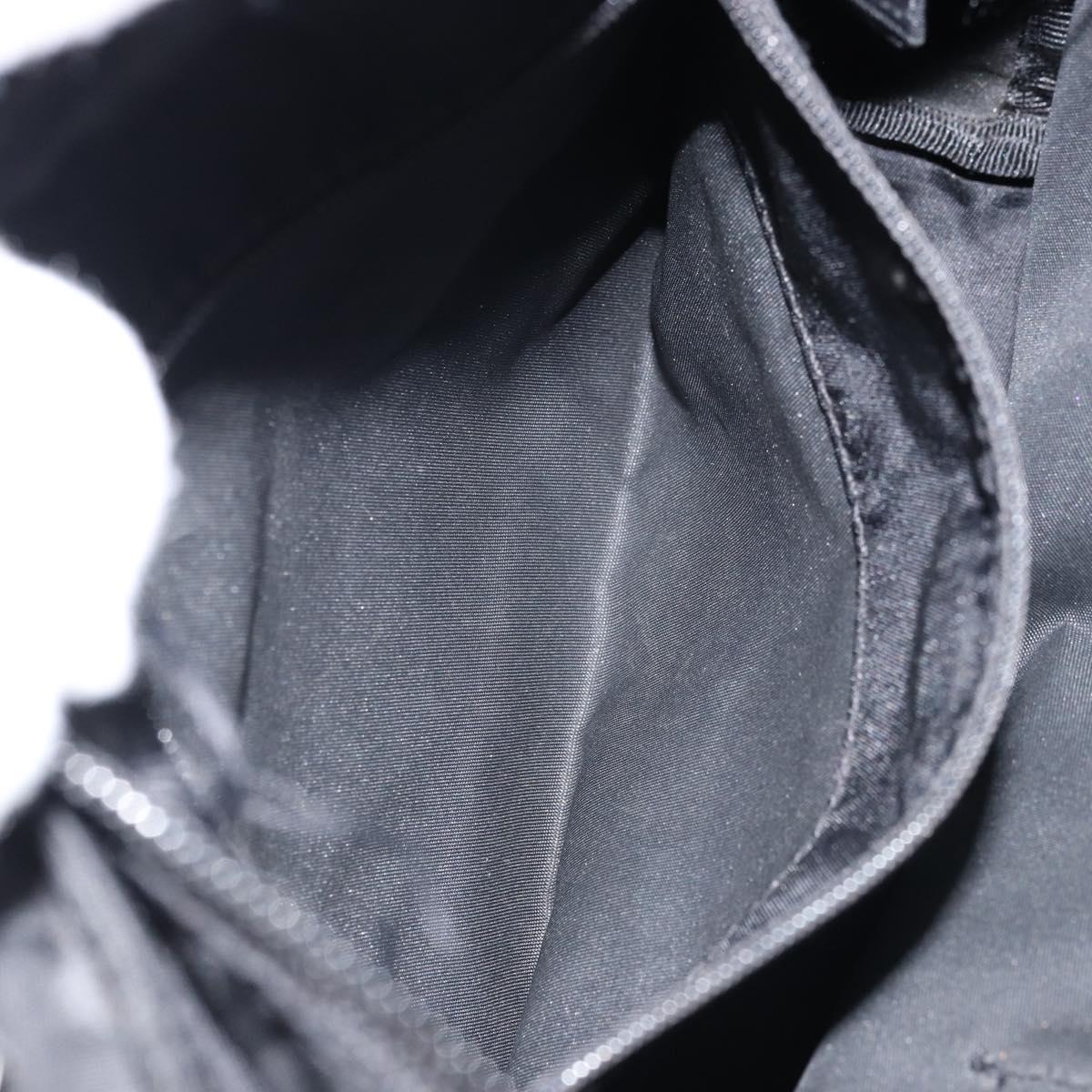 PRADA Hand Bag Nylon Black Silver Auth bs33442