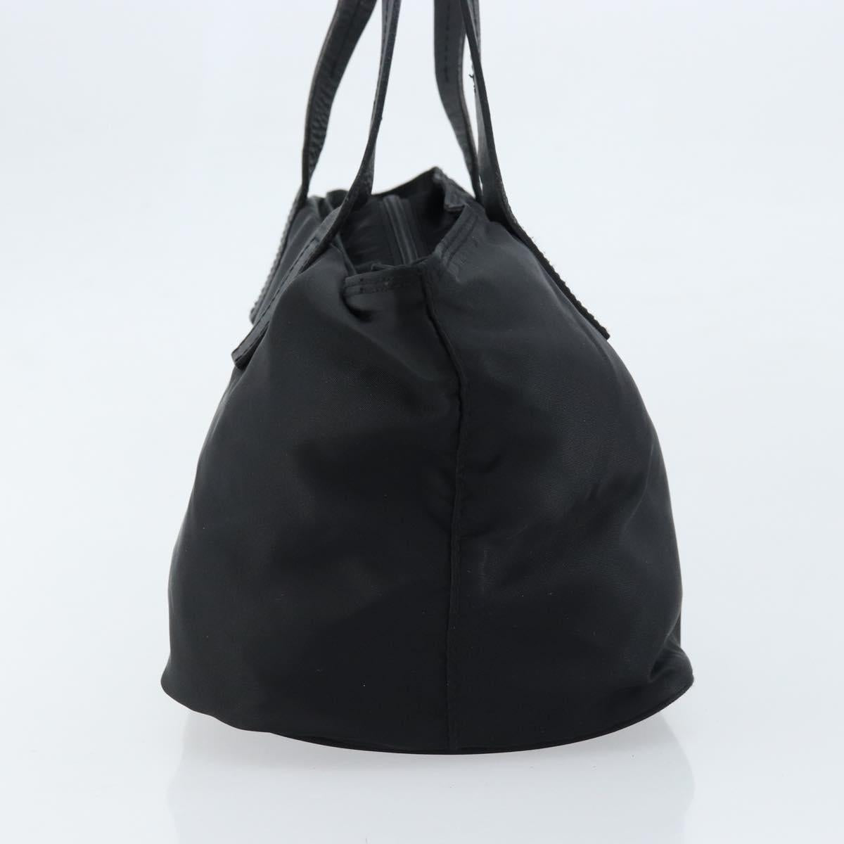 PRADA Hand Bag Nylon Black Silver Auth bs33442