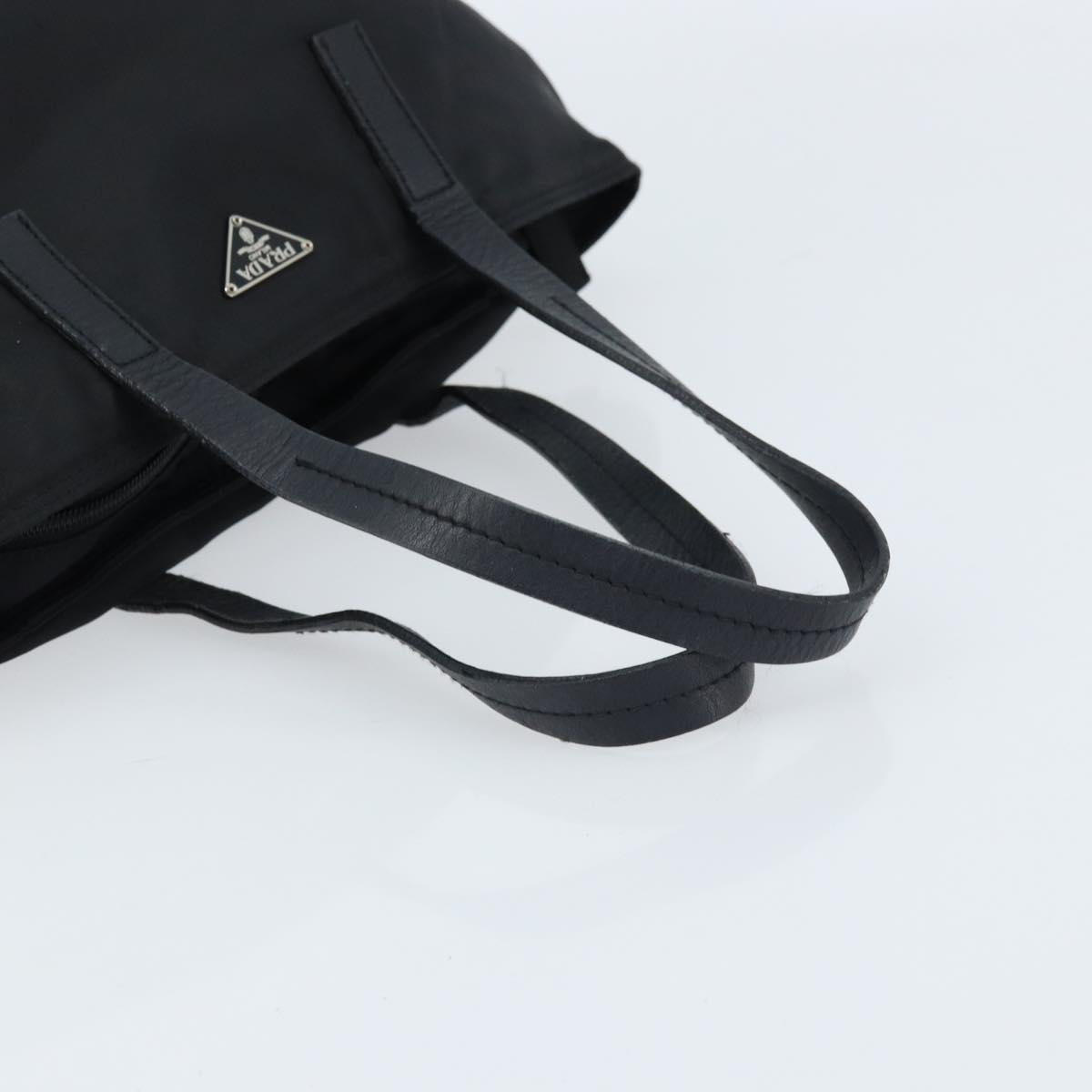 PRADA Hand Bag Nylon Black Silver Auth bs33442