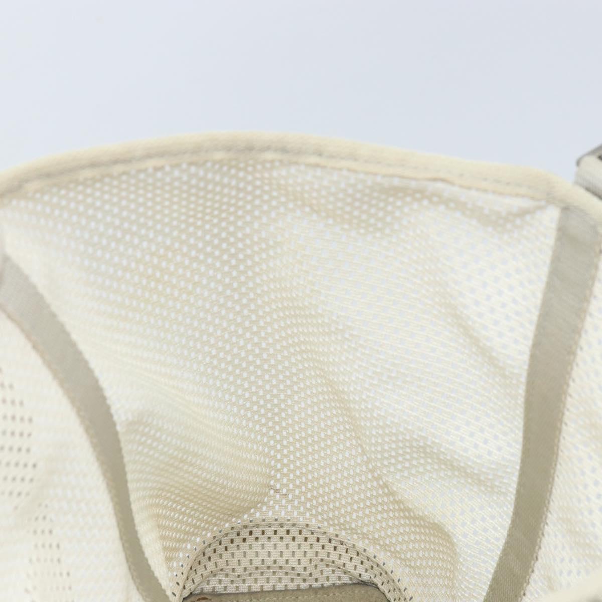 PRADA Hand Bag Canvas White Silver Auth bs33443