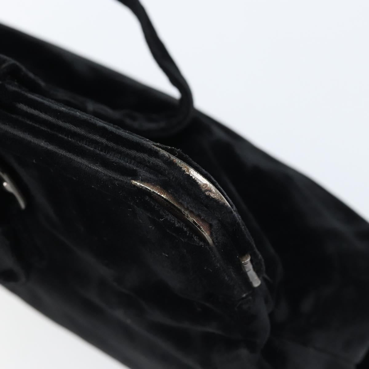 PRADA Hand Bag Velor Black Silver Auth bs33444