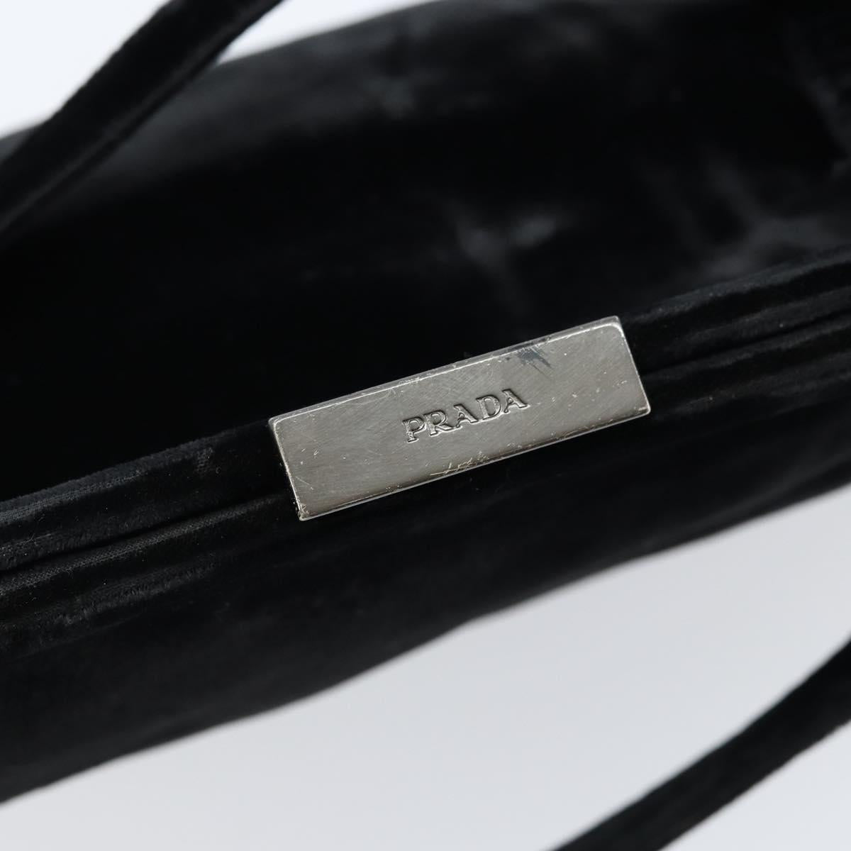 PRADA Hand Bag Velor Black Silver Auth bs33444