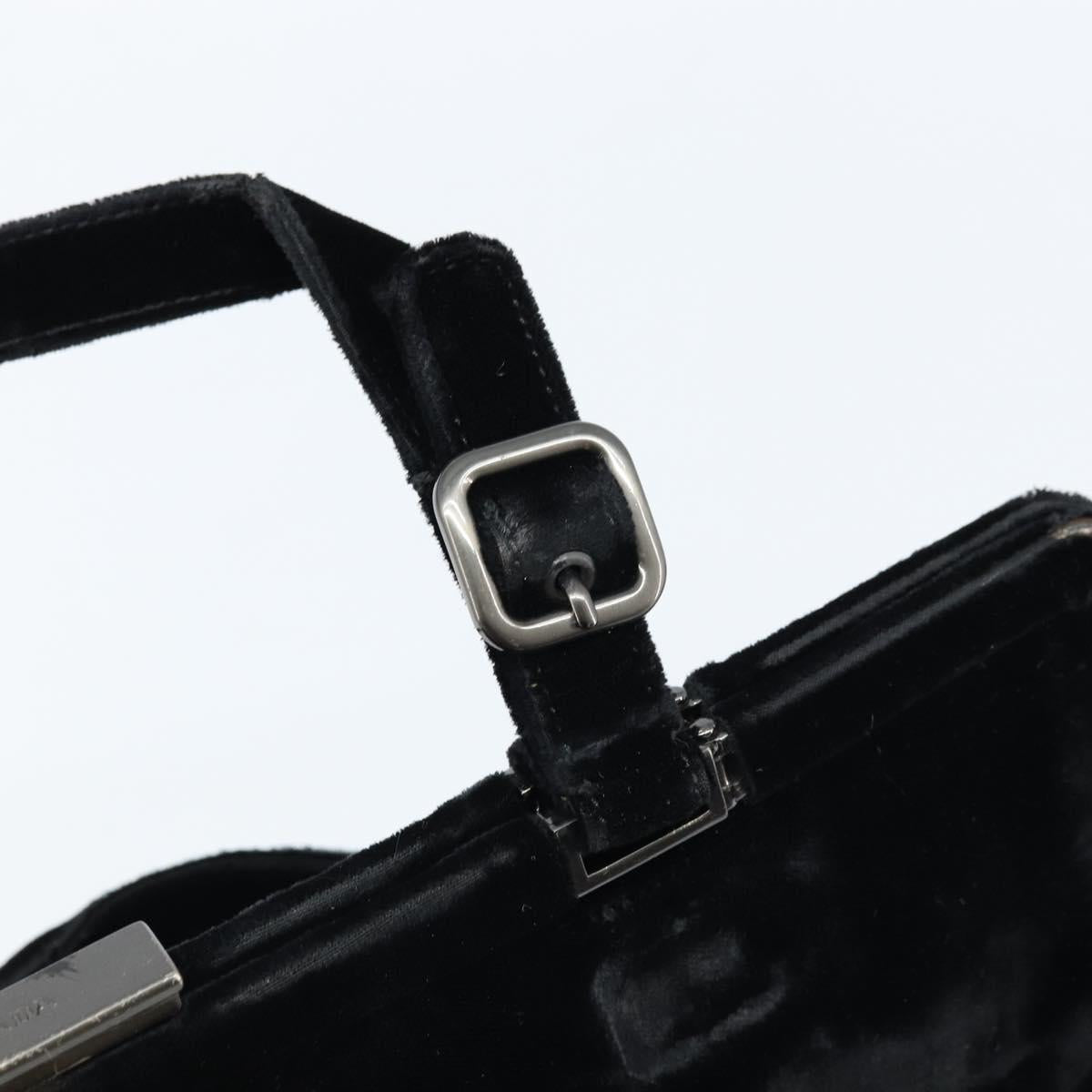PRADA Hand Bag Velor Black Silver Auth bs33444