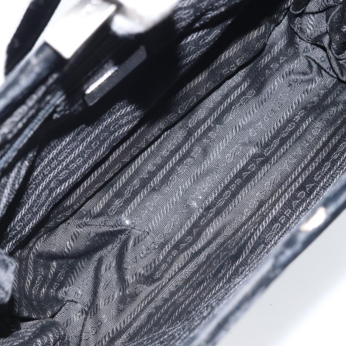 PRADA Hand Bag Velor Black Silver Auth bs33444