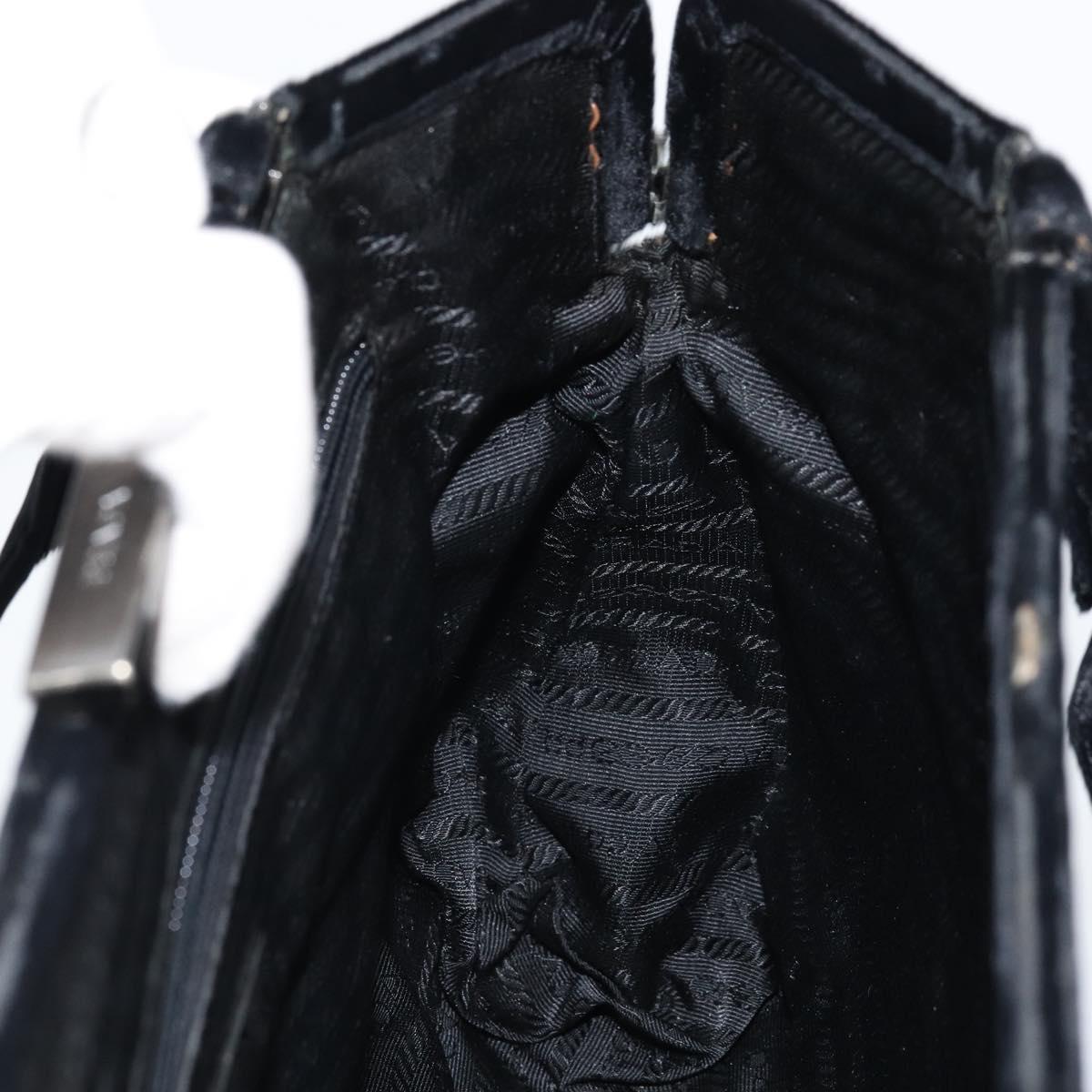 PRADA Hand Bag Velor Black Silver Auth bs33444