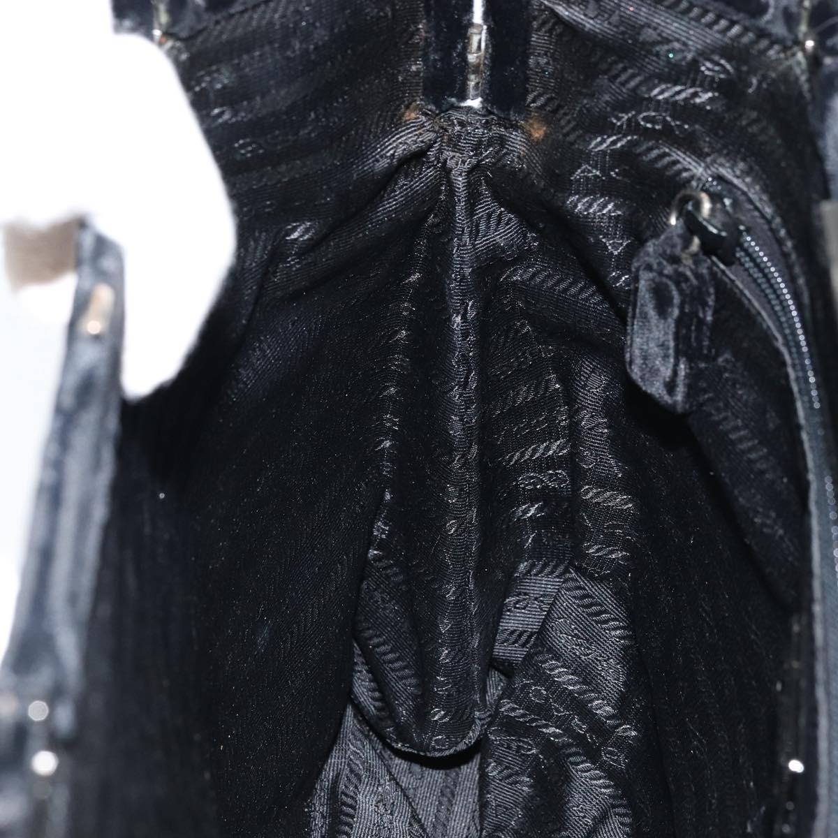 PRADA Hand Bag Velor Black Silver Auth bs33444