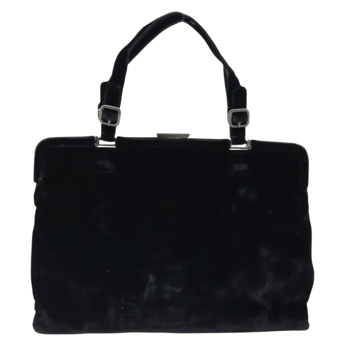 PRADA Hand Bag Velor Black Silver Auth bs33444