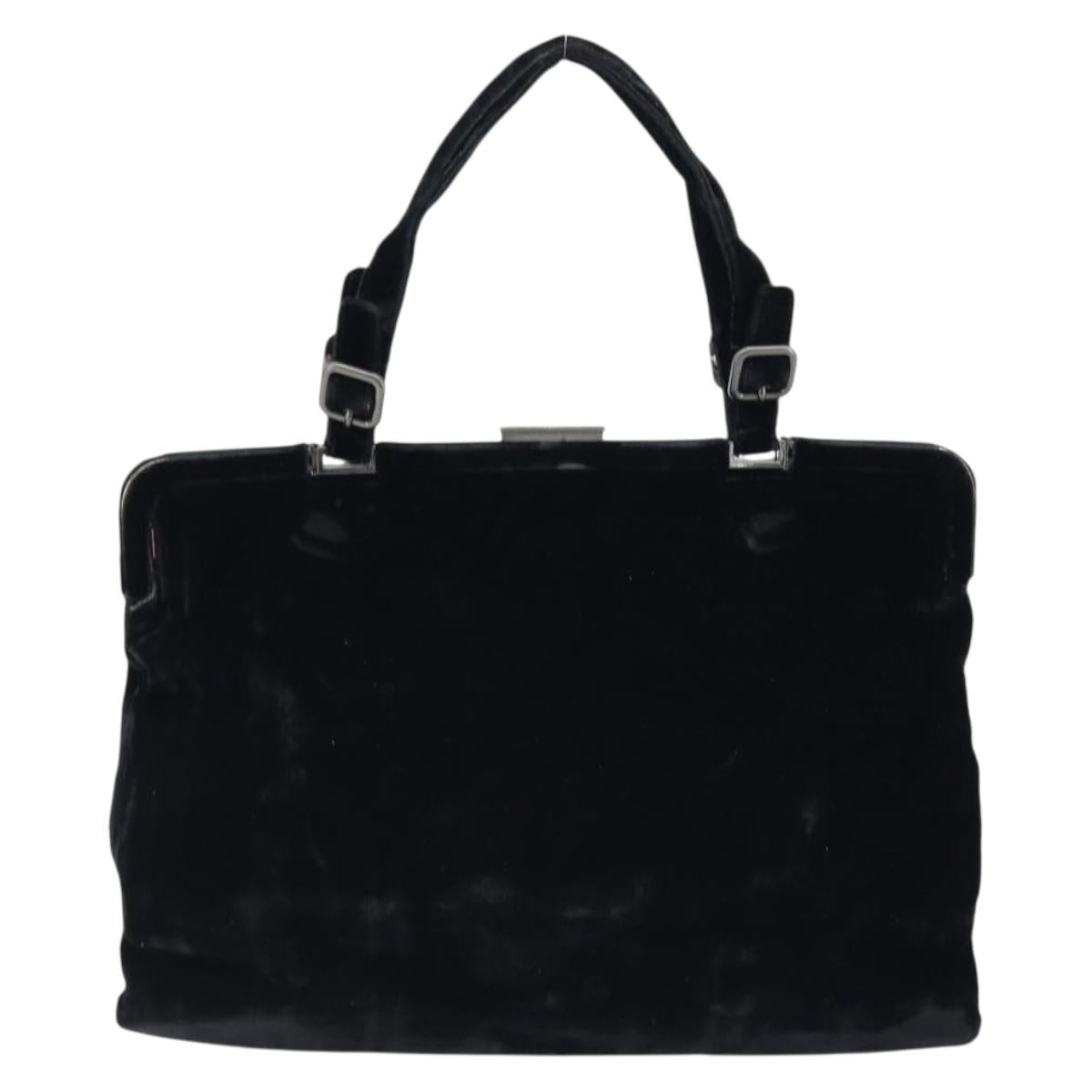 PRADA Hand Bag Velor Black Silver Auth bs33444