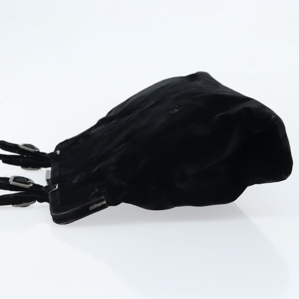 PRADA Hand Bag Velor Black Silver Auth bs33444