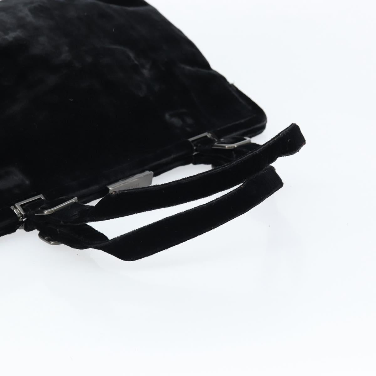 PRADA Hand Bag Velor Black Silver Auth bs33444