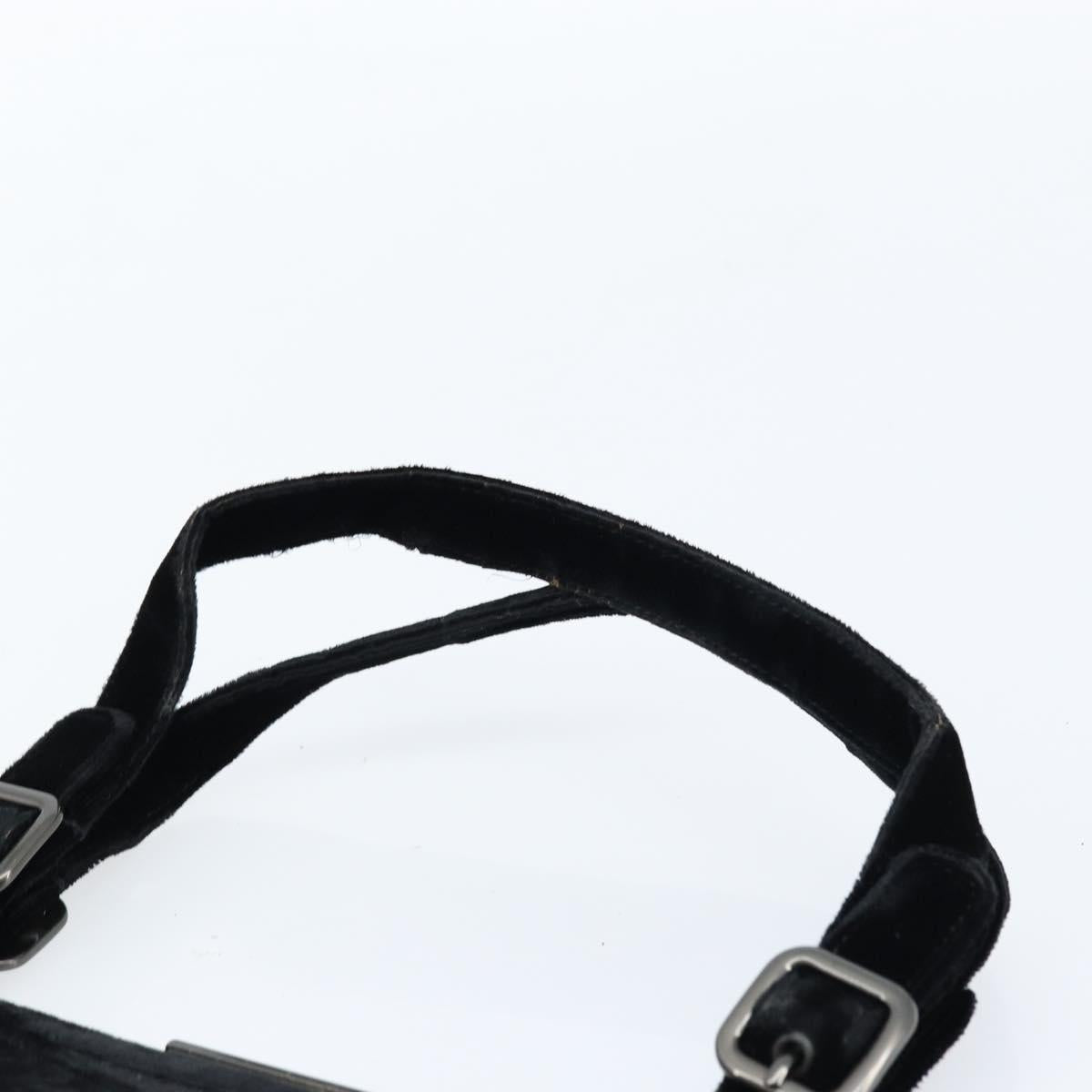 PRADA Hand Bag Velor Black Silver Auth bs33444