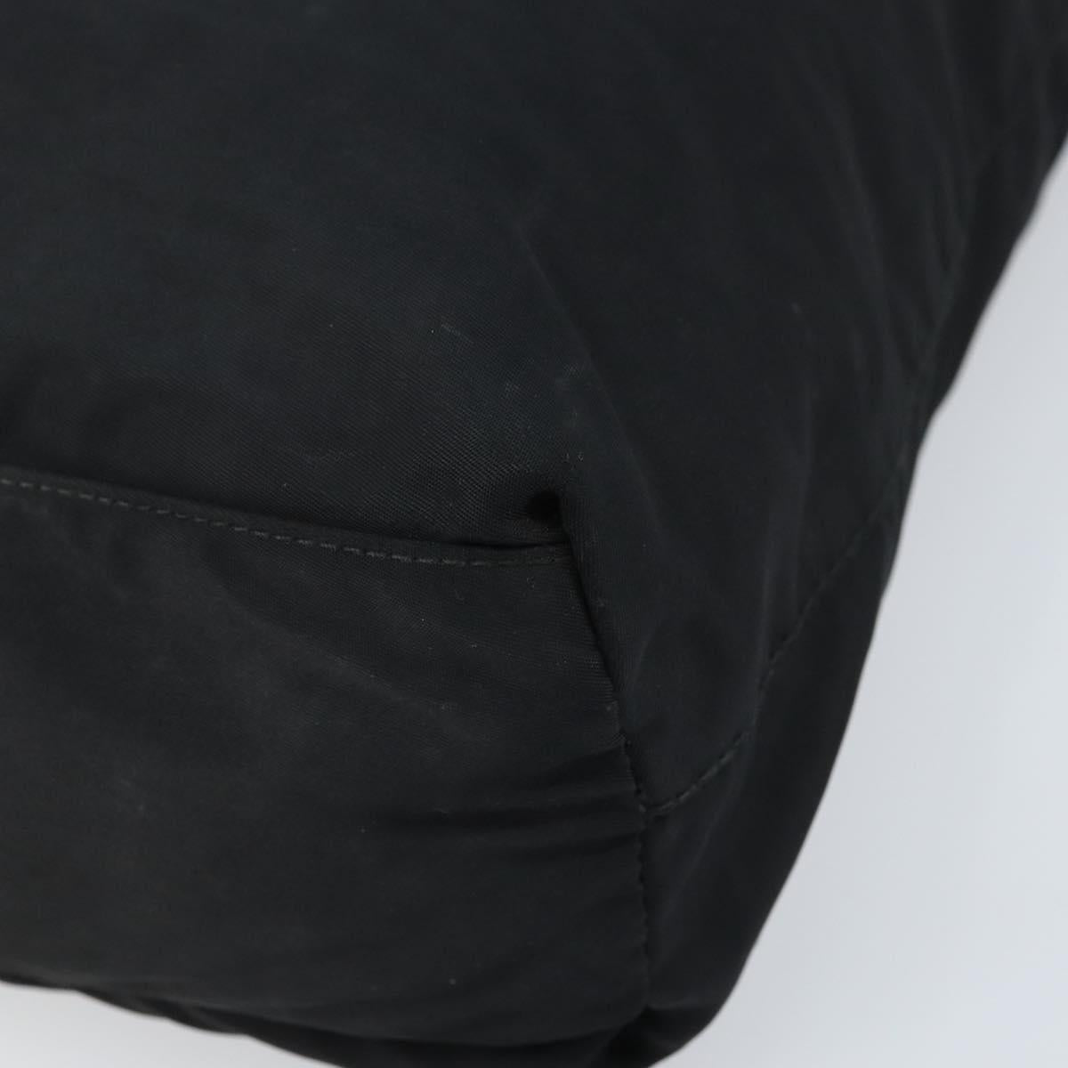 PRADA Hand Bag Nylon Black Silver Auth bs33445