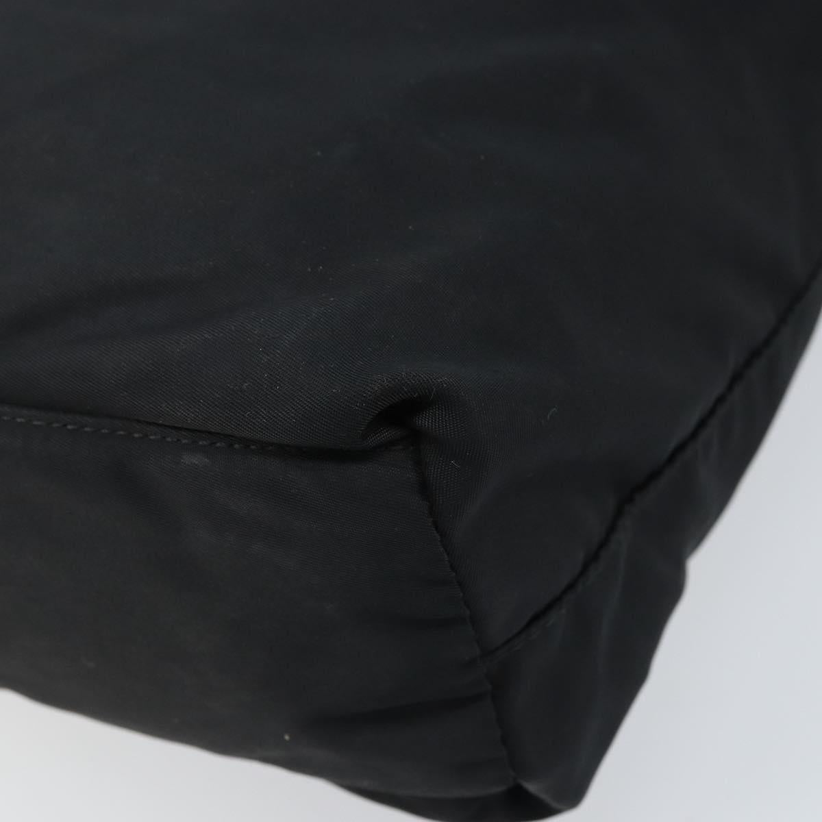 PRADA Hand Bag Nylon Black Silver Auth bs33445