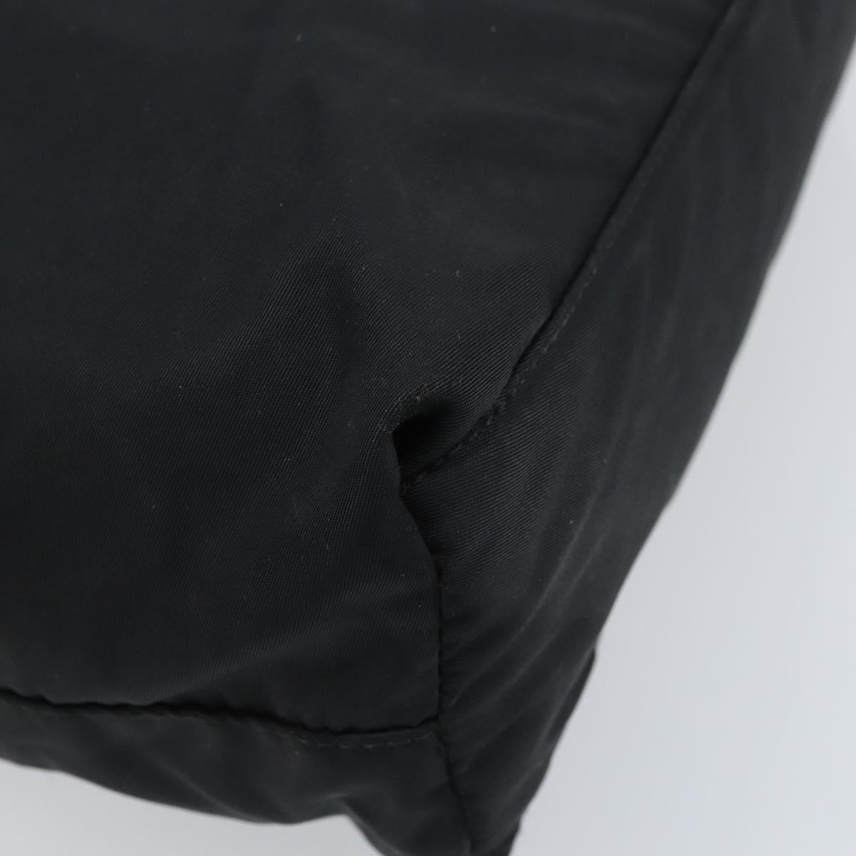 PRADA Hand Bag Nylon Black Silver Auth bs33445