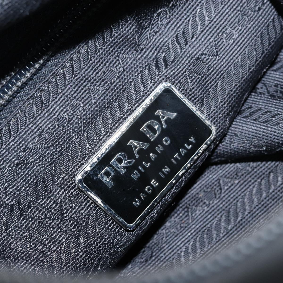 PRADA Hand Bag Nylon Black Silver Auth bs33445