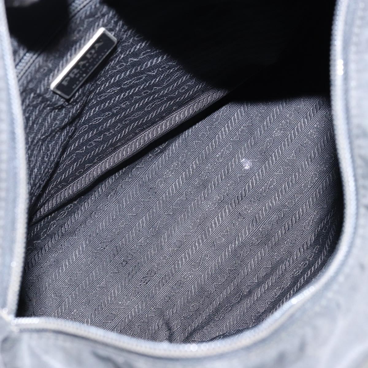 PRADA Hand Bag Nylon Black Silver Auth bs33445