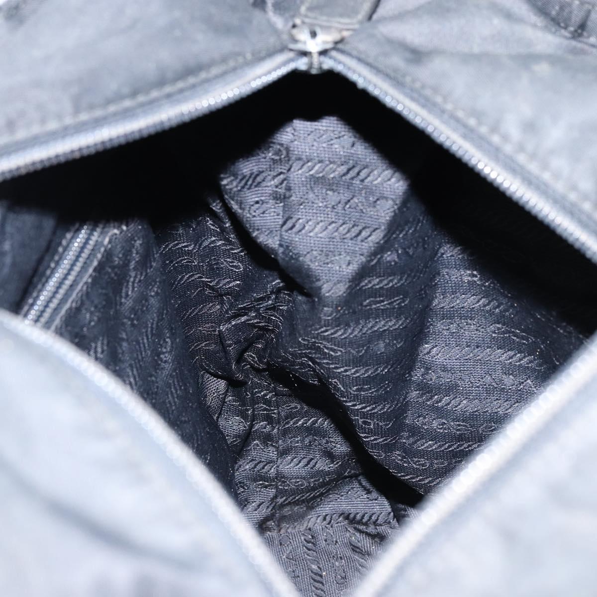 PRADA Hand Bag Nylon Black Silver Auth bs33445