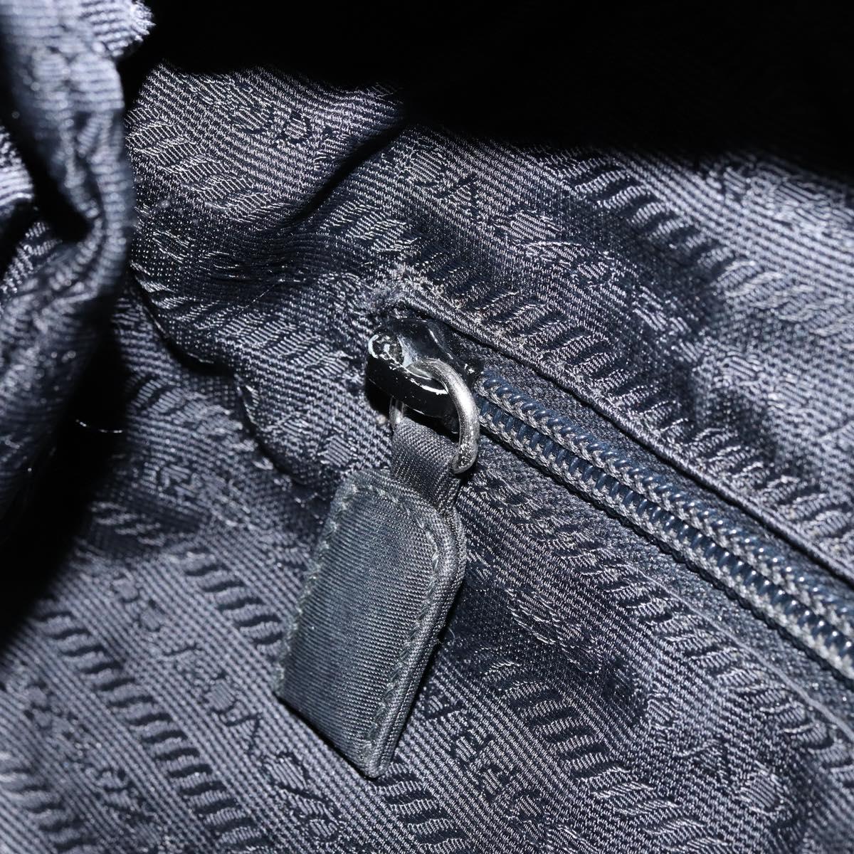 PRADA Hand Bag Nylon Black Silver Auth bs33445