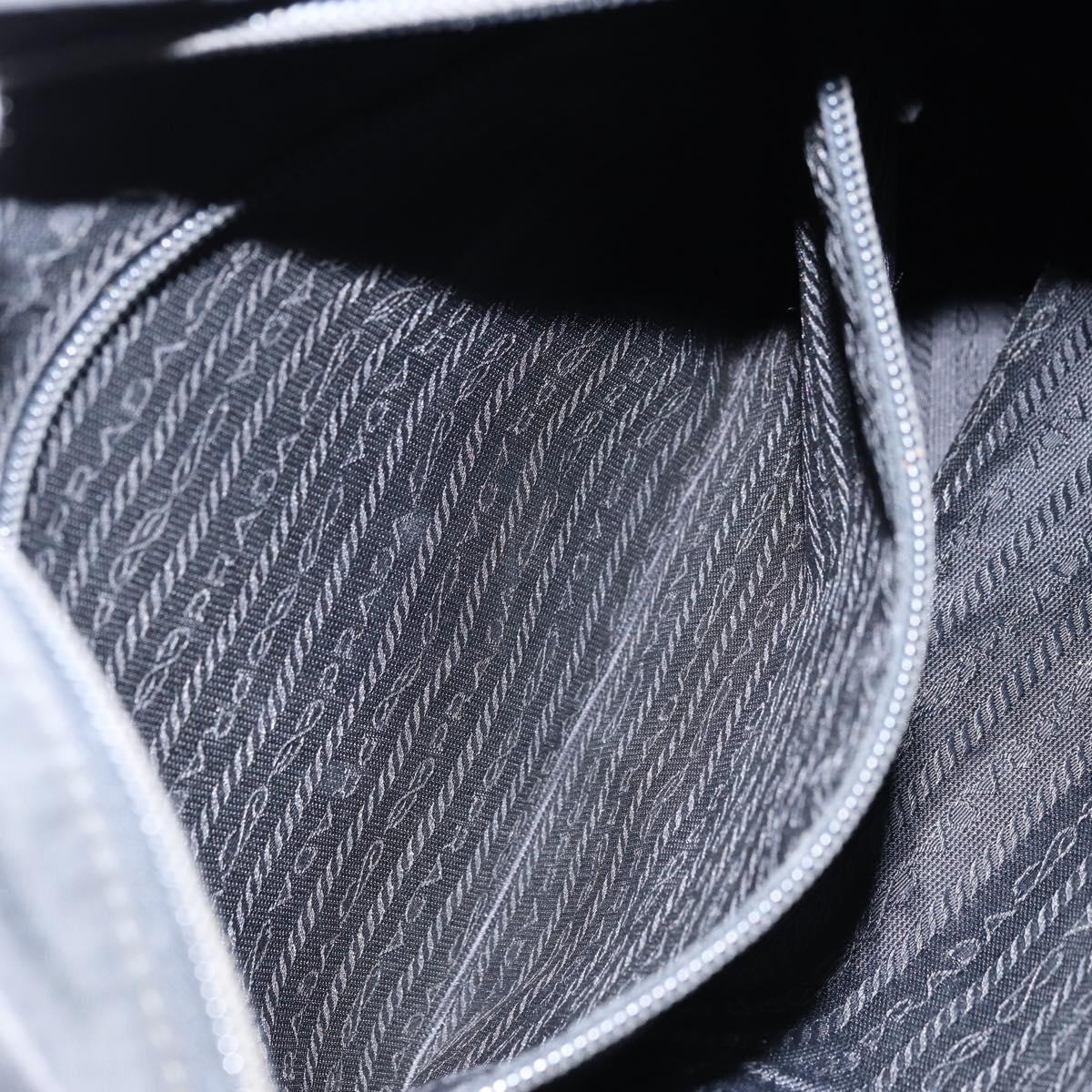 PRADA Hand Bag Nylon Black Silver Auth bs33445