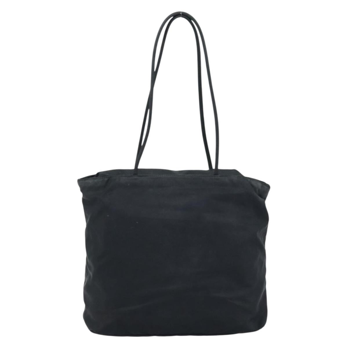 PRADA Hand Bag Nylon Black Silver Auth bs33445