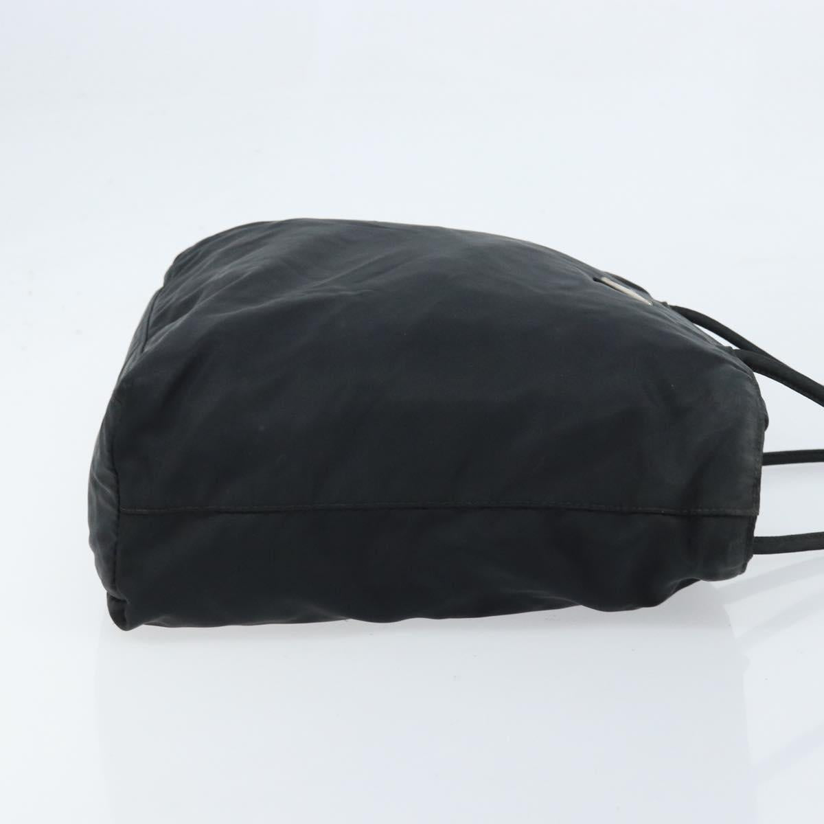 PRADA Hand Bag Nylon Black Silver Auth bs33445