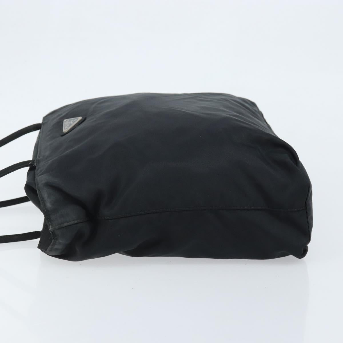 PRADA Hand Bag Nylon Black Silver Auth bs33445