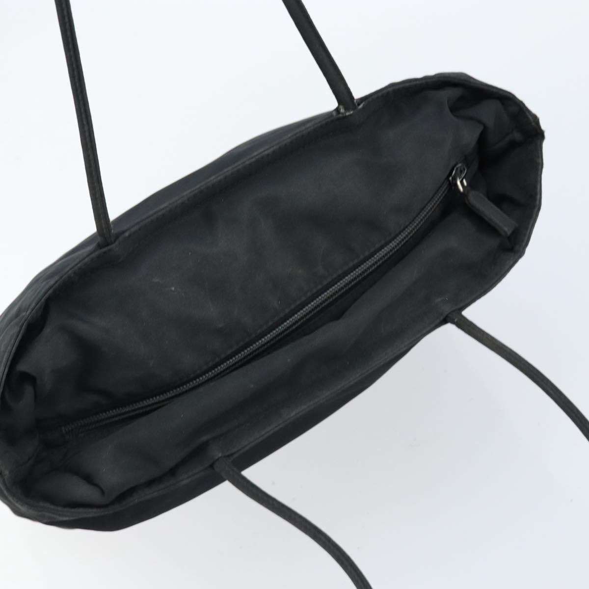 PRADA Hand Bag Nylon Black Silver Auth bs33445