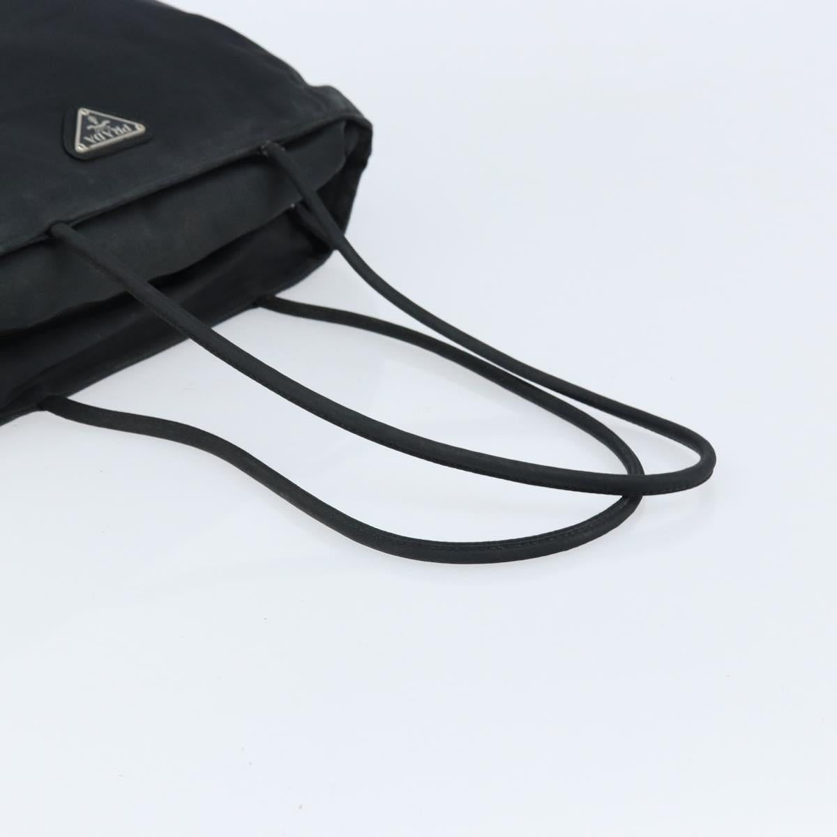 PRADA Hand Bag Nylon Black Silver Auth bs33445