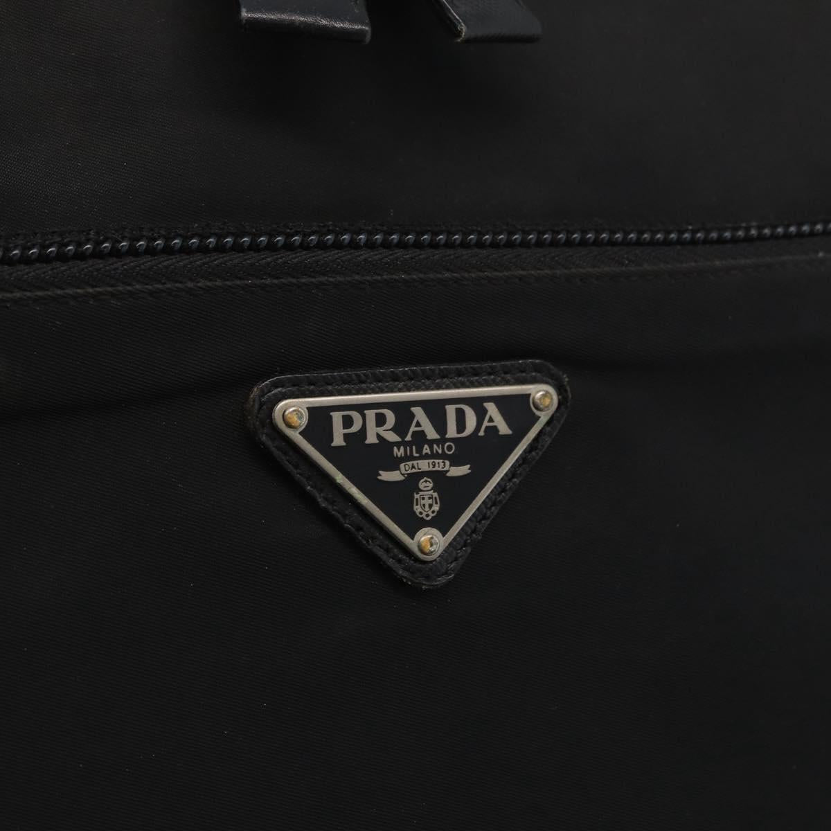 PRADA Hand Bag Nylon Black Silver Auth bs33447