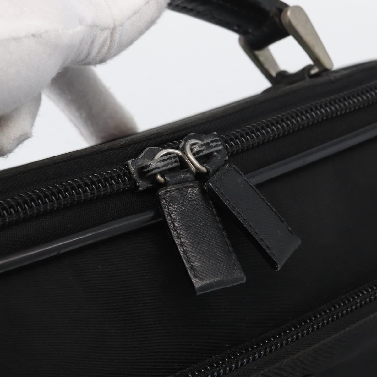 PRADA Hand Bag Nylon Black Silver Auth bs33447