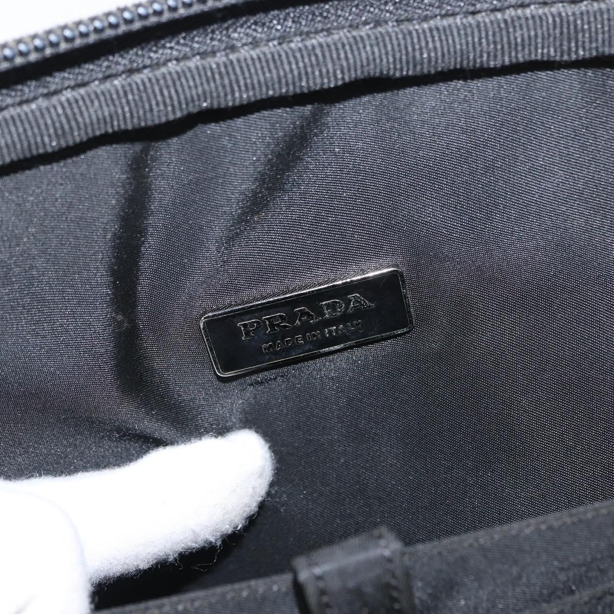 PRADA Hand Bag Nylon Black Silver Auth bs33447