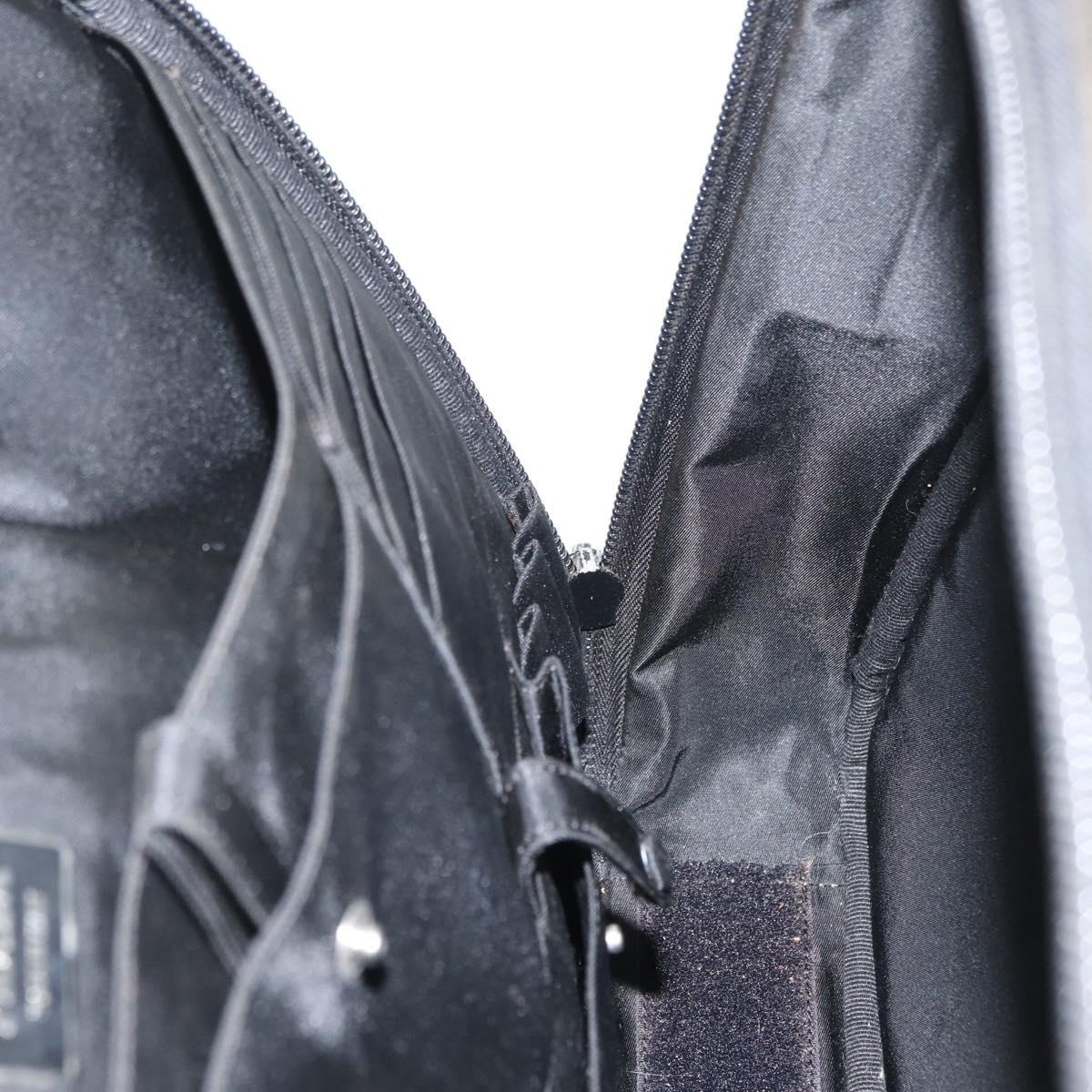PRADA Hand Bag Nylon Black Silver Auth bs33447