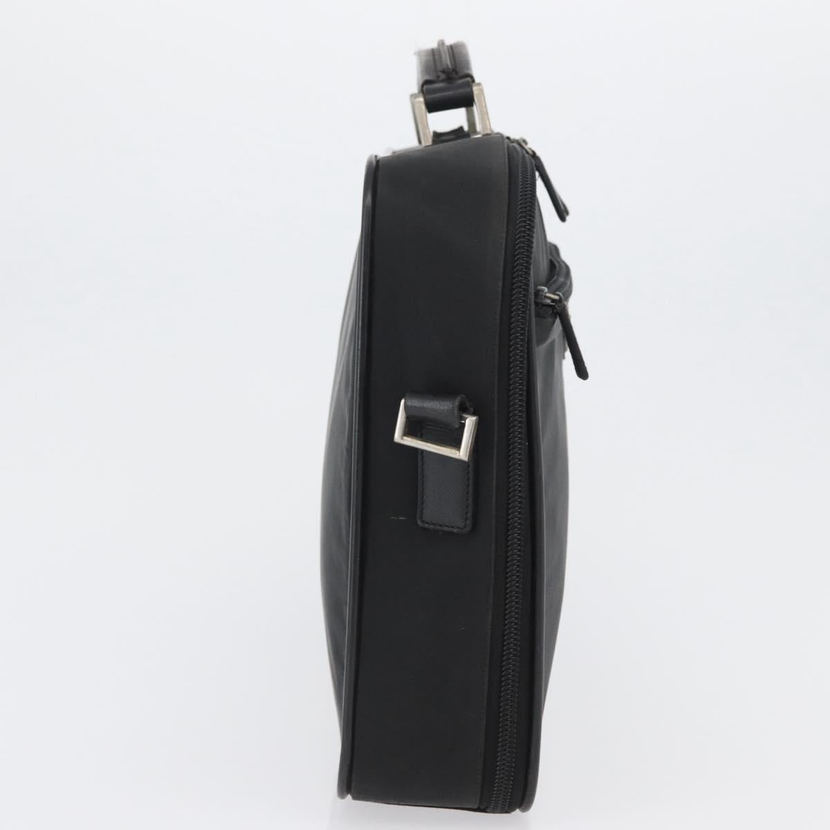 PRADA Hand Bag Nylon Black Silver Auth bs33447
