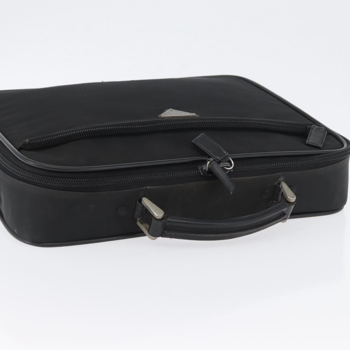 PRADA Hand Bag Nylon Black Silver Auth bs33447