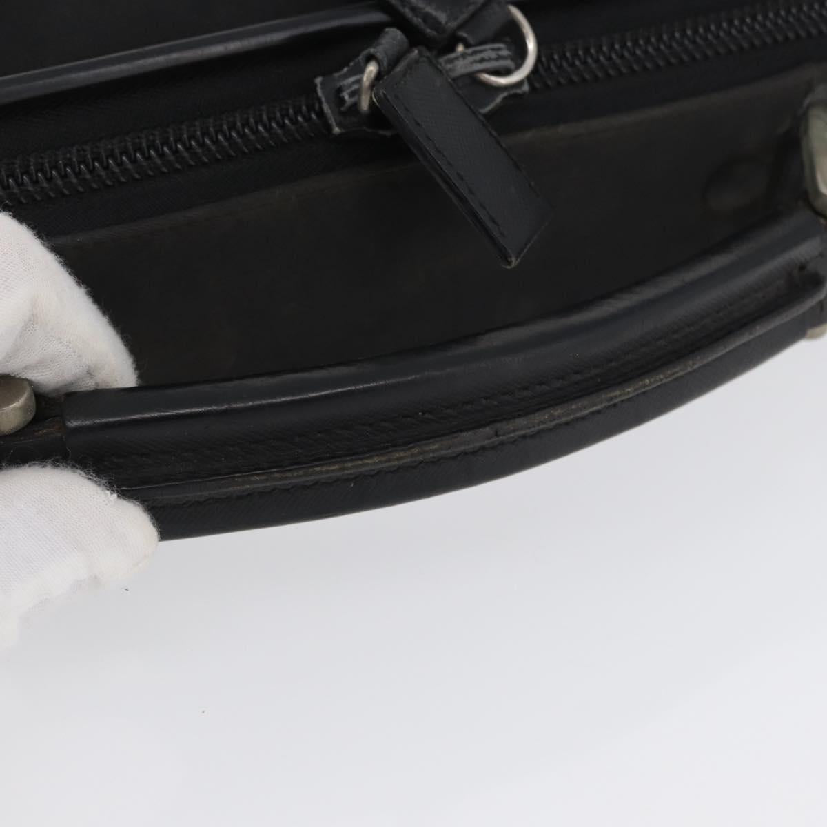 PRADA Hand Bag Nylon Black Silver Auth bs33447