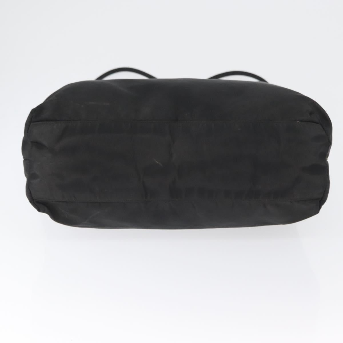 PRADA Hand Bag Nylon Black Silver Auth bs33448