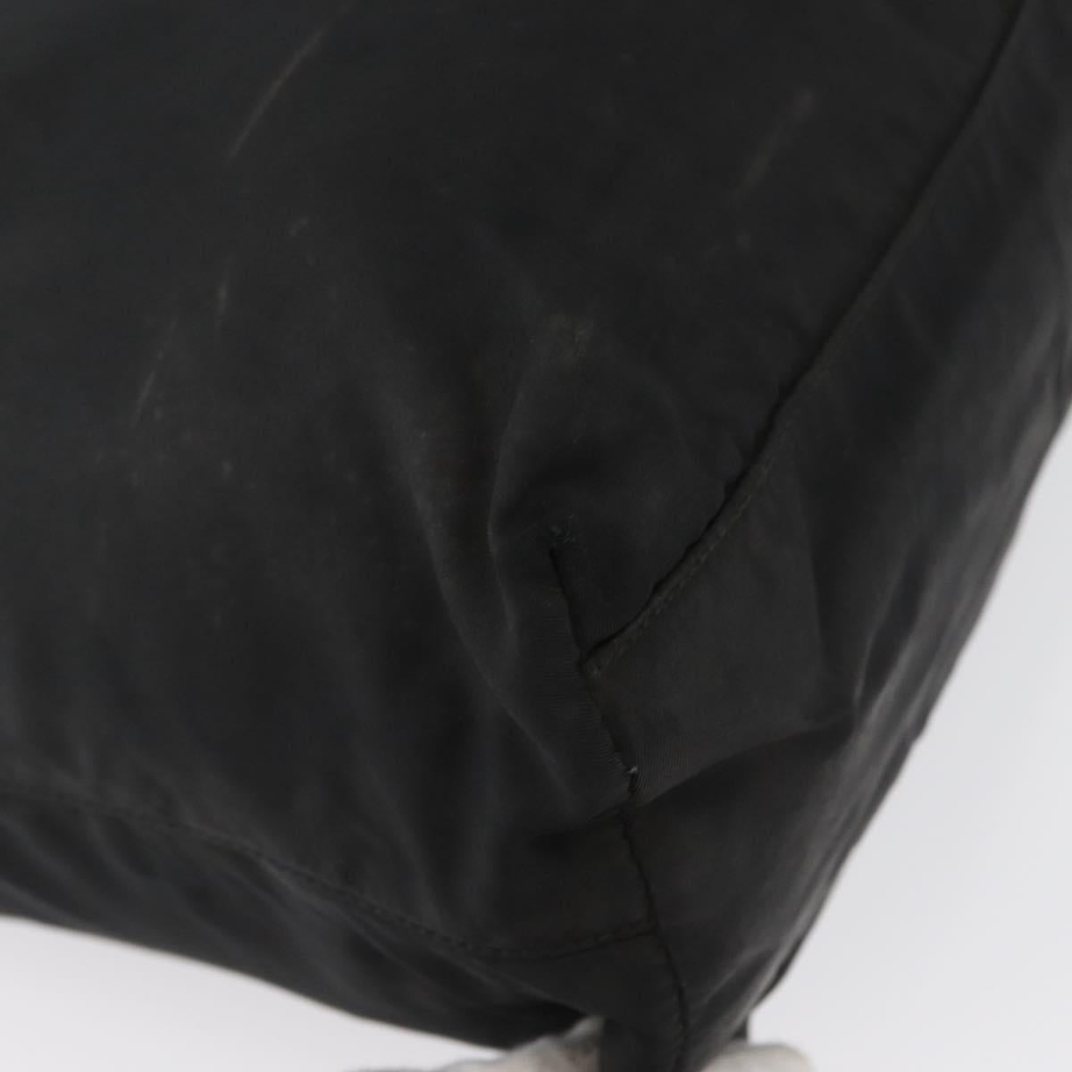 PRADA Hand Bag Nylon Black Silver Auth bs33448