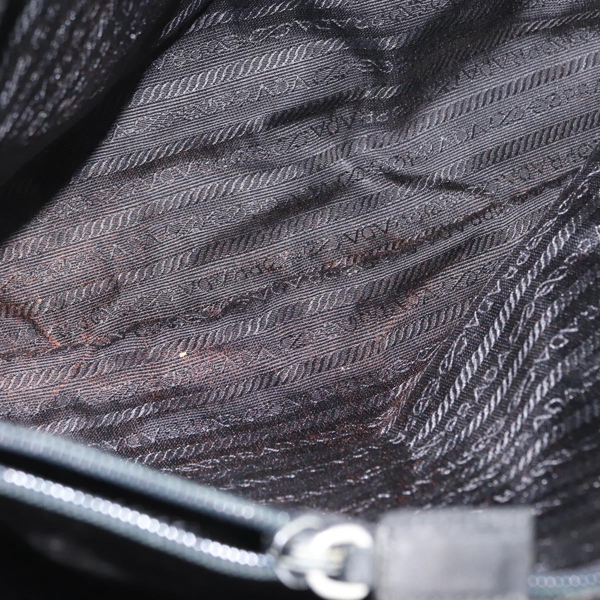 PRADA Hand Bag Nylon Black Silver Auth bs33448