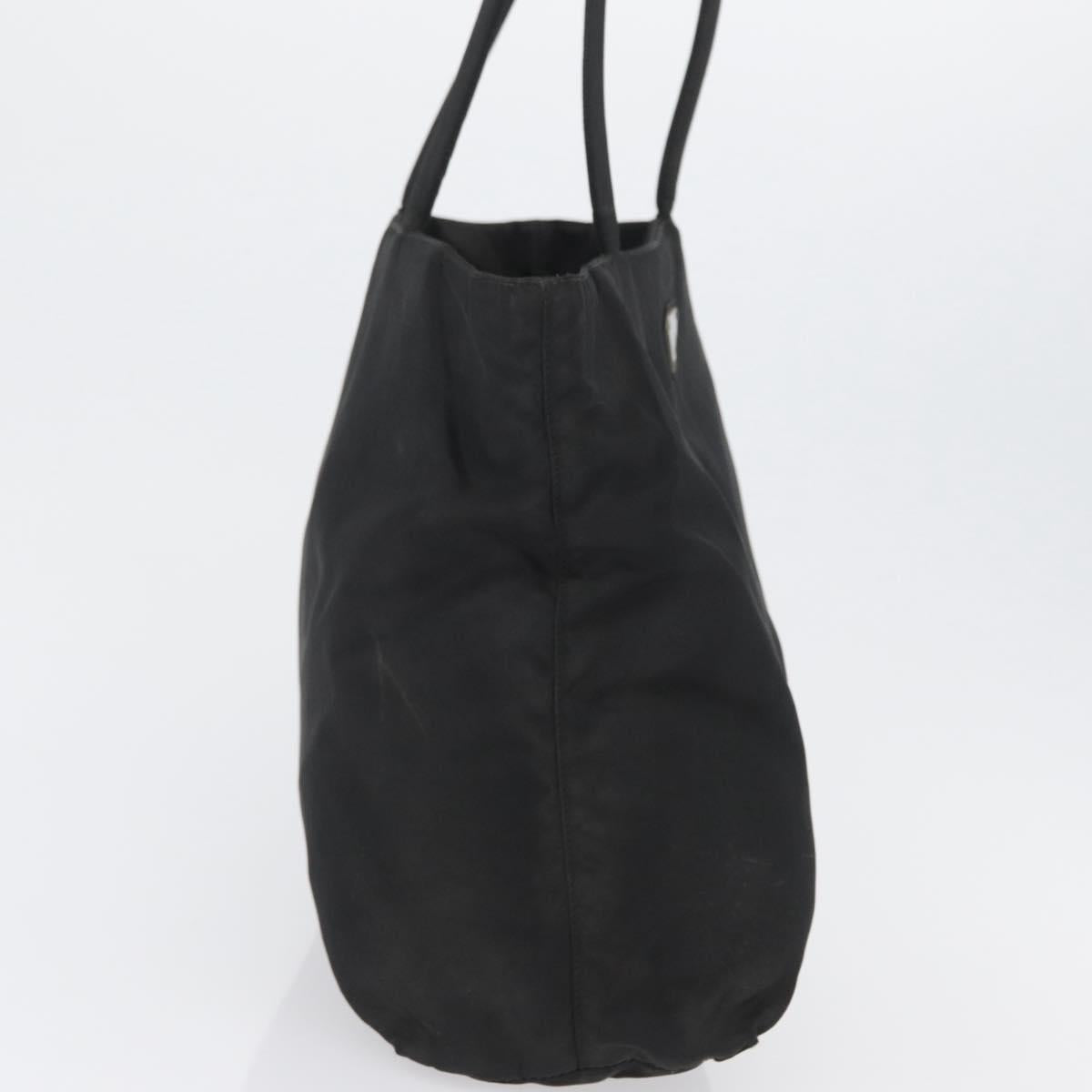 PRADA Hand Bag Nylon Black Silver Auth bs33448