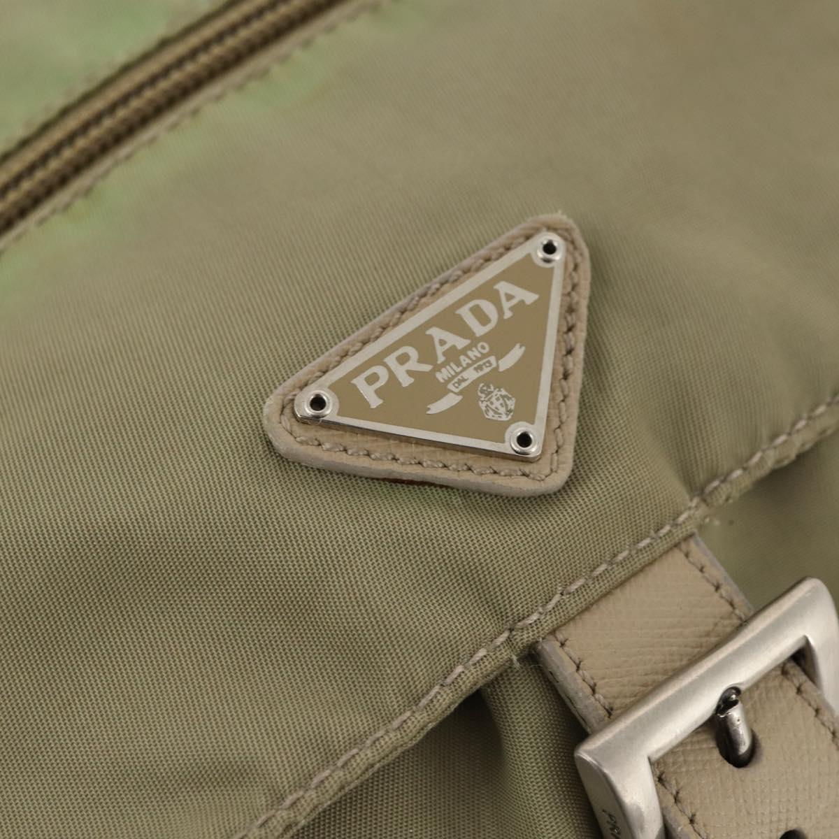 PRADA Backpack Nylon Beige Silver Auth bs33449
